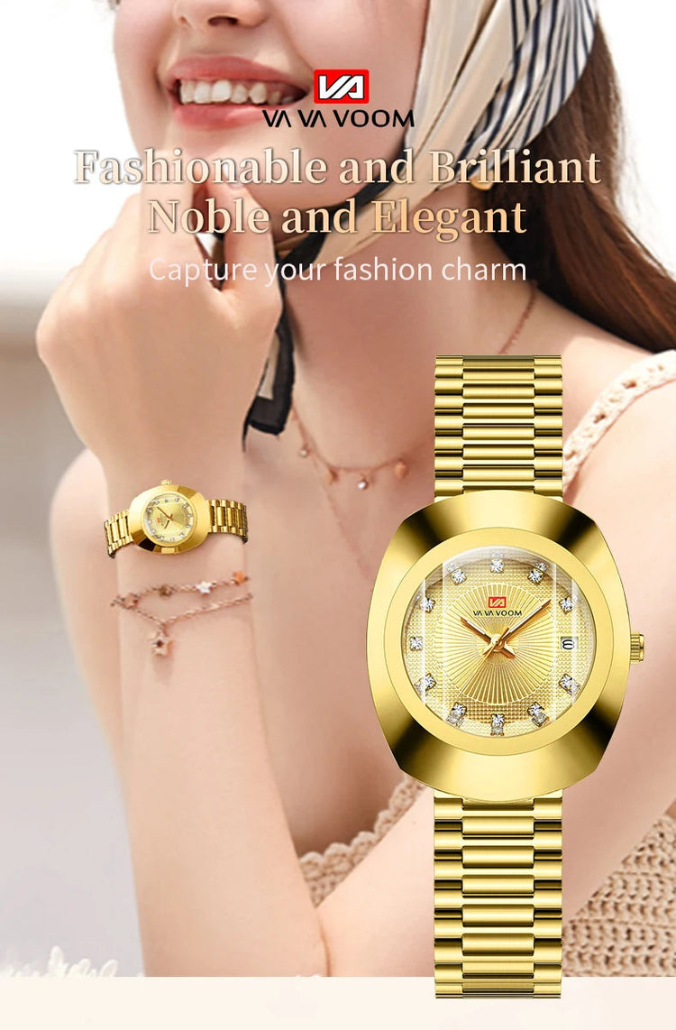 2024 nuove donne orologio ovale 34mm movimento al quarzo in acciaio inossidabile marchio di lusso acqua diamante oro nero vestito casual orologio da banchetto platinumshop