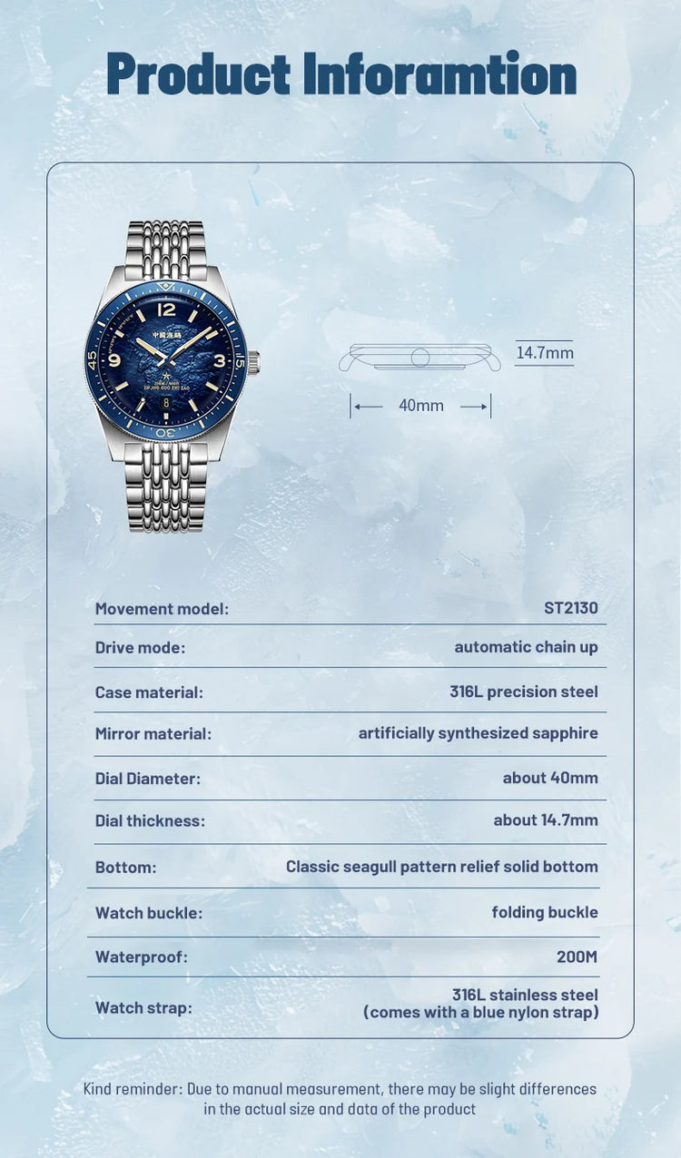 Seagull Men‘s Luxury Mechanical Watch Luminous Waterproof Multi Function Sapphire Mirror Antarctica Expedition 816.37.1064A NEW
