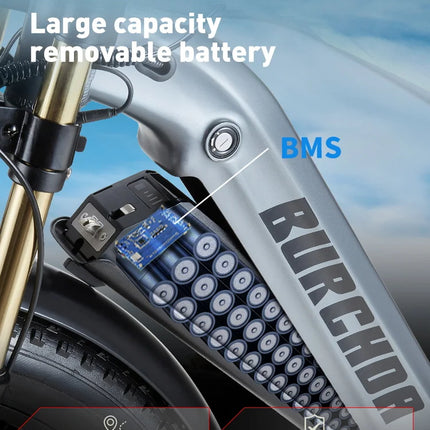 BURCHDA RX80 Bicicletta Elettrica per Adulti, Motore 1000W, Batteria 48V20AH960WH, E-bike con Pneumatici Fat da 26 Pollici per Tutti i Terreni, 45KM/H, E-Mountain Bike