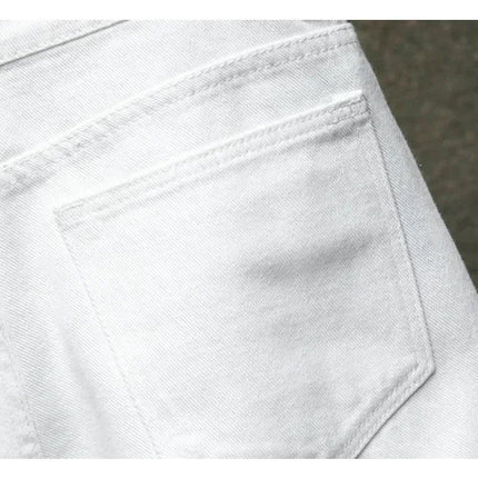 2024 nuovi uomini di estate moda casual pantaloncini di jeans dritti semplice strappato streetwear pantaloncini di jeans slim fit maschio nero bianco
