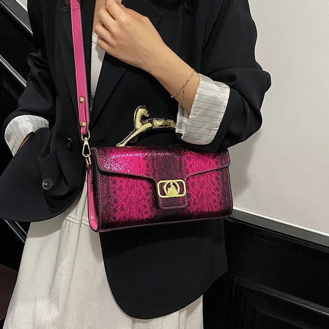 New Ladies Metal Buckle Simple Fashion Shoulder Bag Party Commuting Bag Women Luxury Brand Design PU Leather Bag PlatiNum
