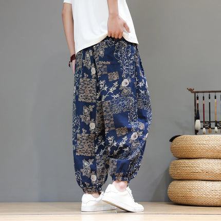 Nuovi pantaloni jogger da uomo in cotone primaverile, pantaloni oversize alla moda, hip hop con graffiti floreali, vita elastica, pantaloni harem, streetwear maschile