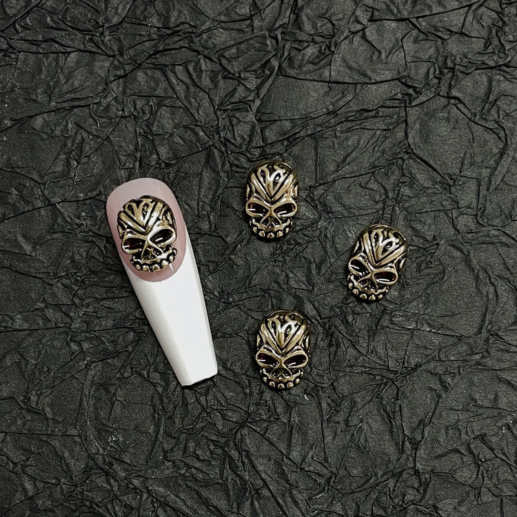 20PCS Alloy Dark Gothic Style Cross Skull Nail Art Decoration Punk Spider Web Coffin Nail Charm Accessories for DIY Crafts