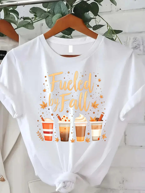 Comoda maglietta da donna con stampa "T-shirt con bouquet di mais del raccolto autunnale - Stile festivo della stagione autunnale"
