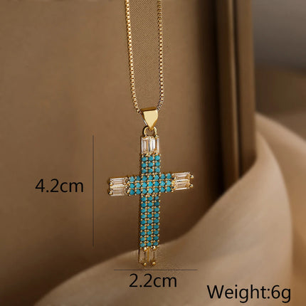 Fashion Female Cross Pendants Dropshipping Gold Color AAA CZ Stone Cross Pendant Necklace Jewelry For Men/Women Wholesale PlatiNum