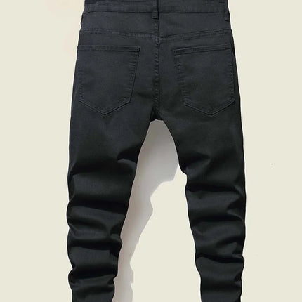Men's Jeans Cool Ripped Skinny Trousers Stretch Slim Denim Pants Patchwork Hip Hop Black Blue Casual Jogging Jeans for Men PlatiNum