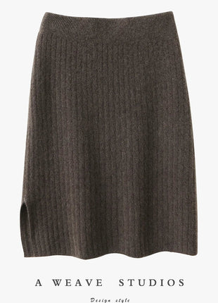 100% Wool Drawstring Skirt For Women's Autumn Winter Solid Color Slim Fit Elastic UltraShort Mini Waist Knitted Skirt PlatiNum