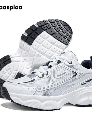 Baasploa Women Running Shoes Lightweight Breathable Sport Shoes Female Comfort White Casual Sneakers Height Increase Cushioning PlatiNum