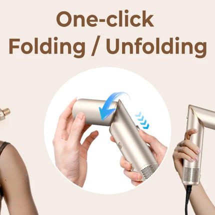UKLISS 643 Champagne Color 8-in-1 Hot Air Styler Set, Detachable Multi Functional Hair Styling Tool, Hair Dryer, Curling Wand, Straightening Brush & Flat Iron All in One, Foldable Rotatable Auto Curler for Quick Drying, Smoot