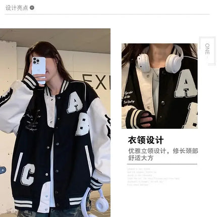 Y2k Lamb Wool Bomber Jacket Female Oversized Streetwear 2025 New Women Harajuku Fashion College Uniform Varsity Baseball Jackets