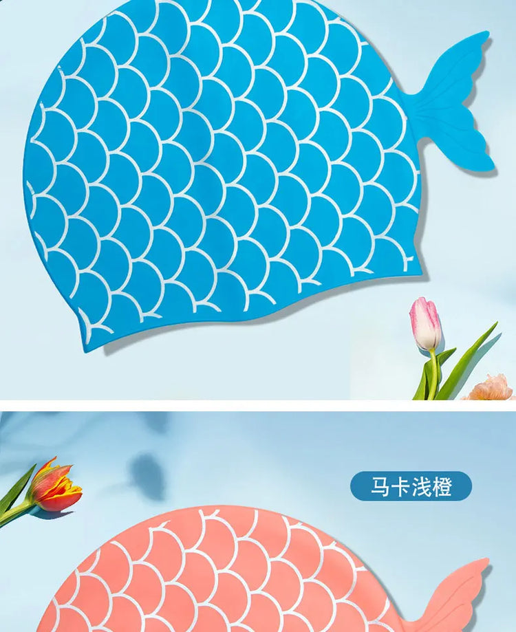 Cuffia da nuoto per bambini Cuffia da nuoto allargata in silicone impermeabile a squame di pesce carino per accessori da nuoto per ragazze dei ragazzi