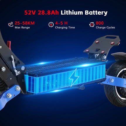 Monopattino Elettrico Halo Knight T108 52V 28.8Ah Doppio Motore Pieghevole 1200W con Pneumatici Stradali e Sospensioni