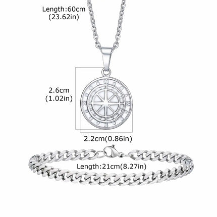 Vnox Set di 2 Pezzi Collana con Ciondolo e Bracciale da Uomo, Set di Gioielli in Acciaio Inossidabile Colore Nero Oro Argento, Regali di Gioielleria alla Moda platinumshop