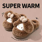 2026 Cute Bow Cat Cartoon Plush Slippers Women Men Winter Warm Thick Sole House Shoes Indoor Fuzzy Comfortable Soft Home Slides