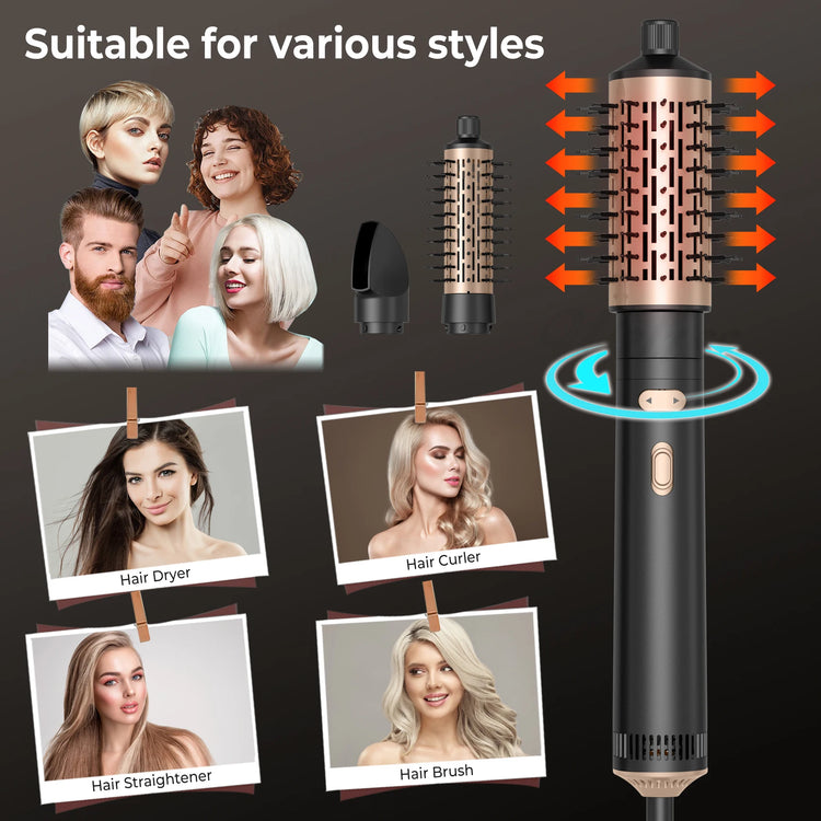 3 in Hair Dryer Brush Rotating Blow Dryer Brush Hot Air Styler Electric Hairdryer Hot Air Spin Brush Set Curling Iron Comb