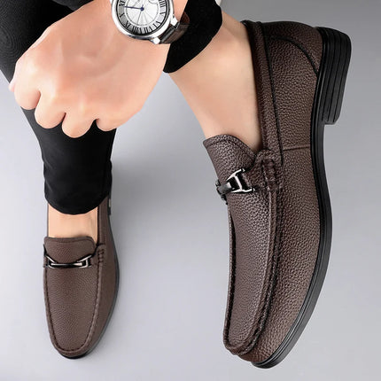 Mocassini in Vera Pelle per Uomo, Scarpe Casual Classiche per Lavoro e Pendolarismo, Slip-on Comodi per Passeggiate