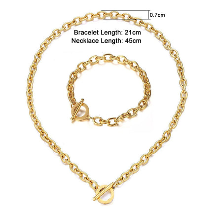 Set di gioielli con ginocchiera in acciaio inossidabile di nuovo stile per uomo e donna, set di bracciali e collane con catena a maglie platinumshop