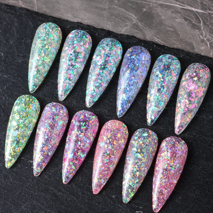12 Grids Aurora Chameleon Nail Glitter Flakes Irregular Crystal Glass Sequins Powder Shiny Mermaid Paillette Nail Art Decoration 2026