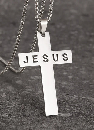 Vintage Christian Ice Crystal Jesus Head Pendant Necklace for Men and Women Cross Catholic Amulet Jewelry PlatiNum