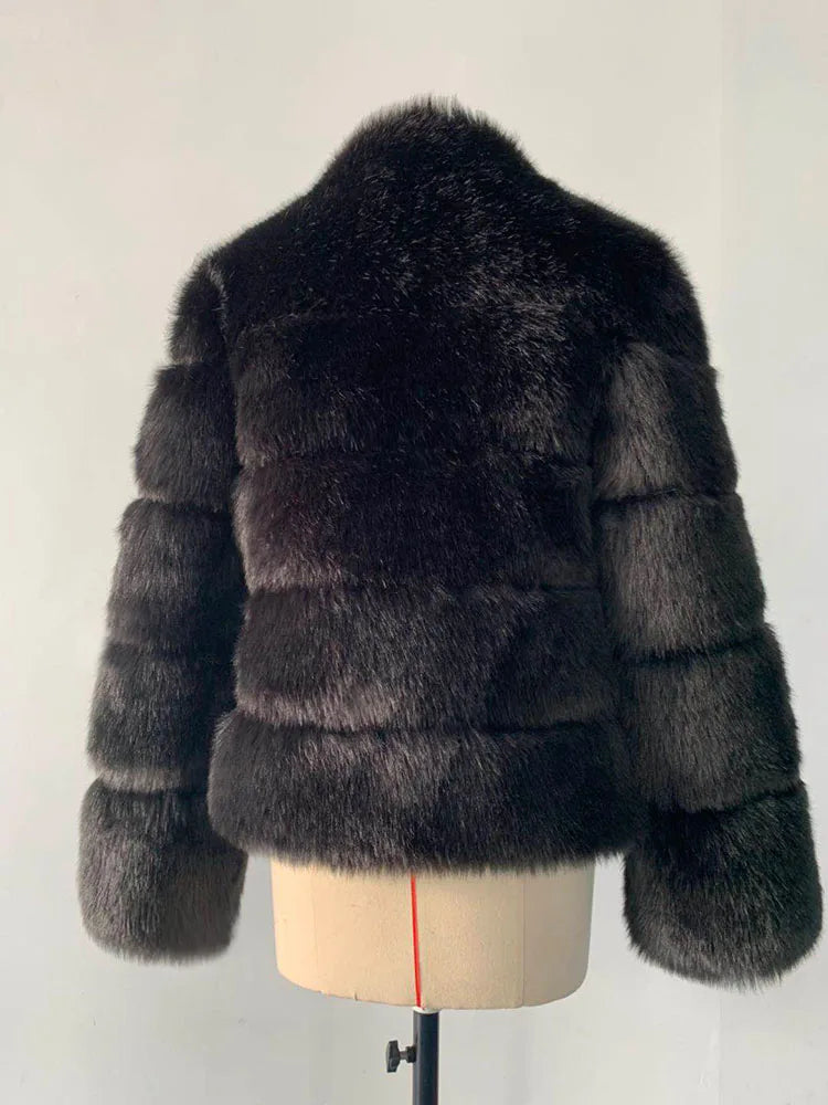 ZADORIN High Quality Thicken Pink Faux Fur Coat Women Winter Stand Collar Long Sleeve Faux Fur Jacket Gilet Fourrure Bontjas
