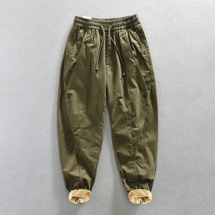 Winter New Thickened 100% Cotton Cargo Velvet Men's Winter Pants Comfortable Soft Keep Warm Retro Street Trousers  AZ640
