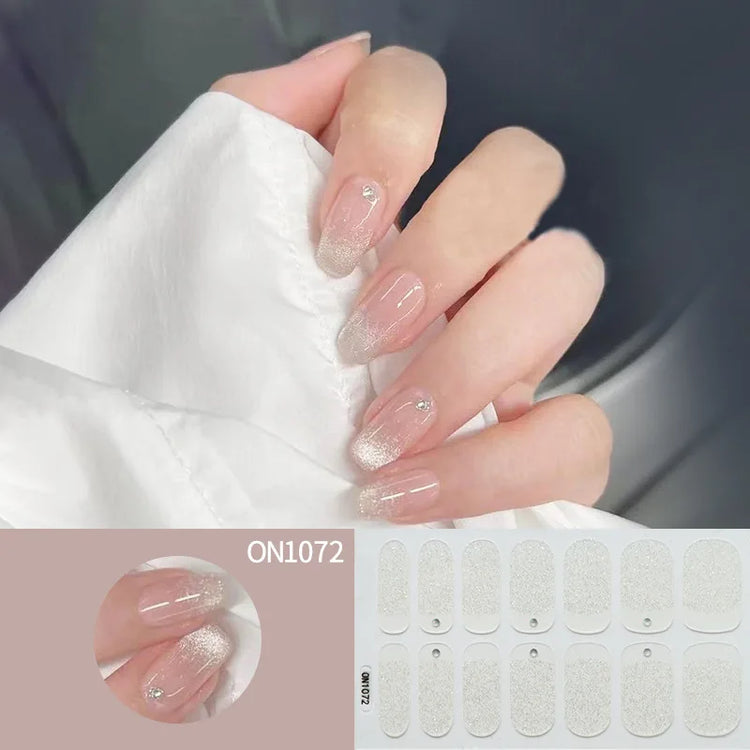 14Tips 3D Flowers Gradient Color Adhesive UV Gel Nail Stickers Fashionable Marble Pattern Nail Wraps DIY Manicure Arts Decals