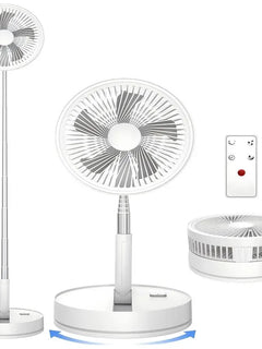 Ventilatore Portatile Pieghevole da 8000mAh, Ultra Silenzioso, Ricaricabile USB, Ventilatore da Tavolo/Scrivania, 20 Ore di Raffreddamento Senza Fili per Casa, Ufficio, Campeggio, Viaggi – Ventilatore da Terra Pieghevole Po