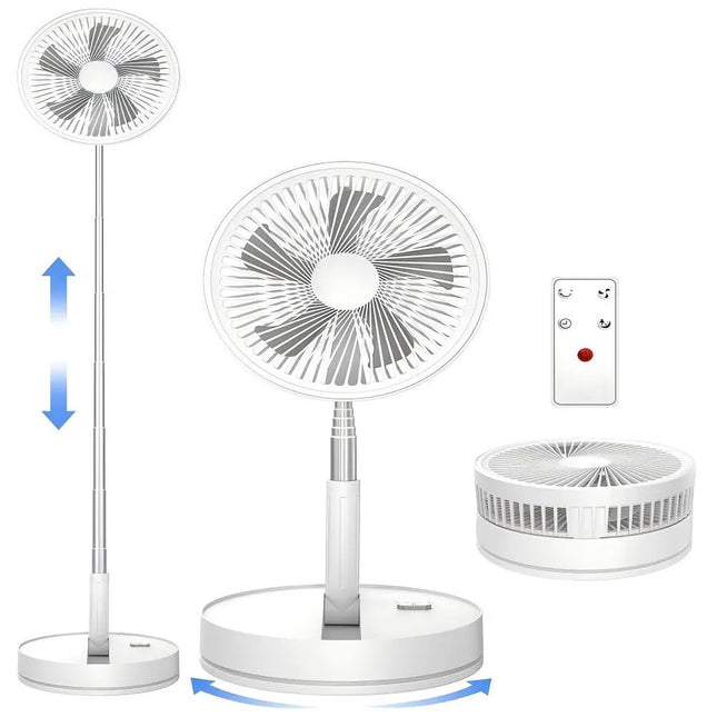 Ventilatore Portatile Pieghevole da 8000mAh, Ultra Silenzioso, Ricaricabile USB, Ventilatore da Tavolo/Scrivania, 20 Ore di Raffreddamento Senza Fili per Casa, Ufficio, Campeggio, Viaggi – Ventilatore da Terra Pieghevole Po