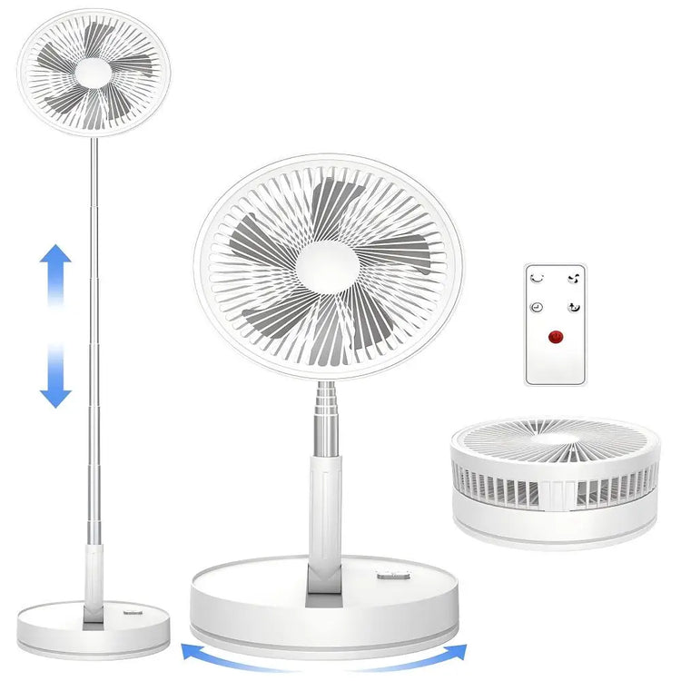 Ventilatore Portatile Pieghevole da 8000mAh, Ultra Silenzioso, Ricaricabile USB, Ventilatore da Tavolo/Scrivania, 20 Ore di Raffreddamento Senza Fili per Casa, Ufficio, Campeggio, Viaggi – Ventilatore da Terra Pieghevole Po