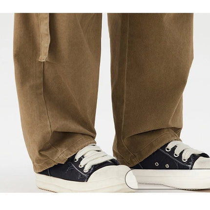 Autumn New Cargo Loose Multi-pockets 100% Cotton Straight Pants for Men Clothing Comfort Zipper Male Trouser GF258113