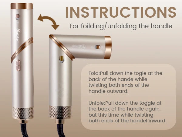 Hatteker Hair Dryer Styler Multi-Function Hot Air Brush Straight/Curly Foldable Blow Combo for Women Travel Lightweight