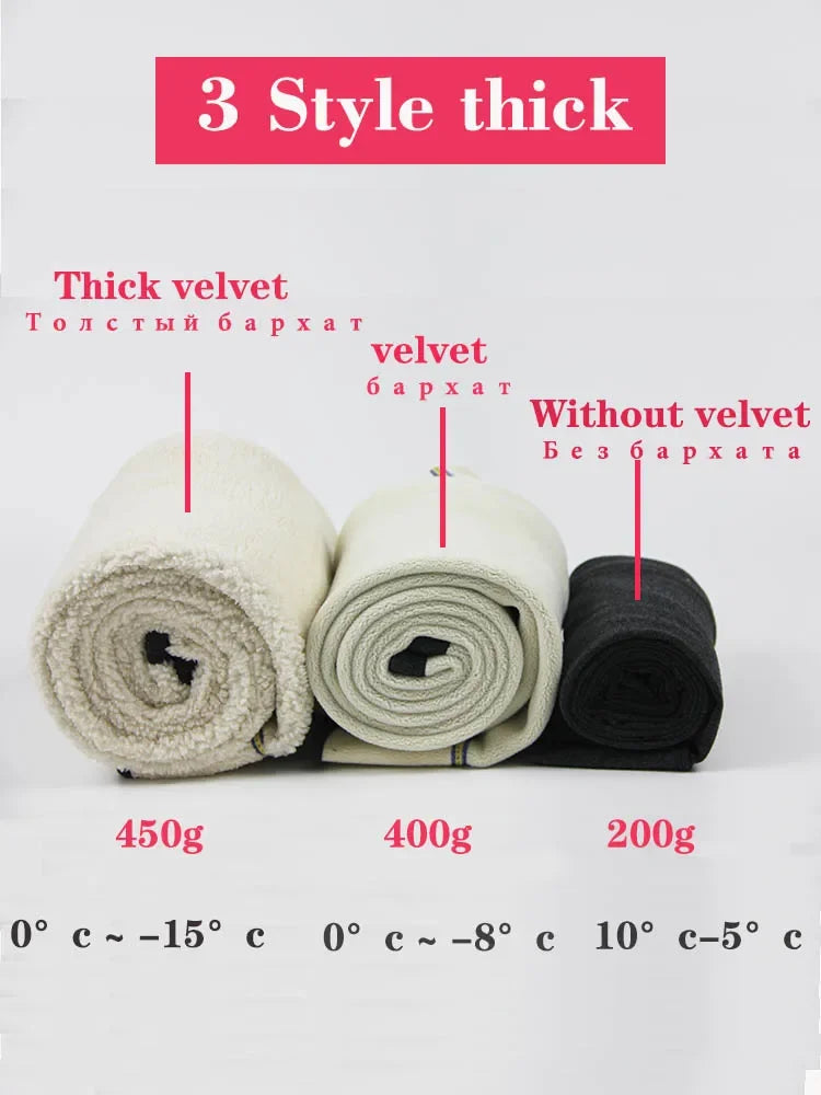 Women's Leggings with Fleece Thermal Cotton Skinny Pants Winter Stretch Black Grey Tights Thick Warm Velvet Leggings for Women