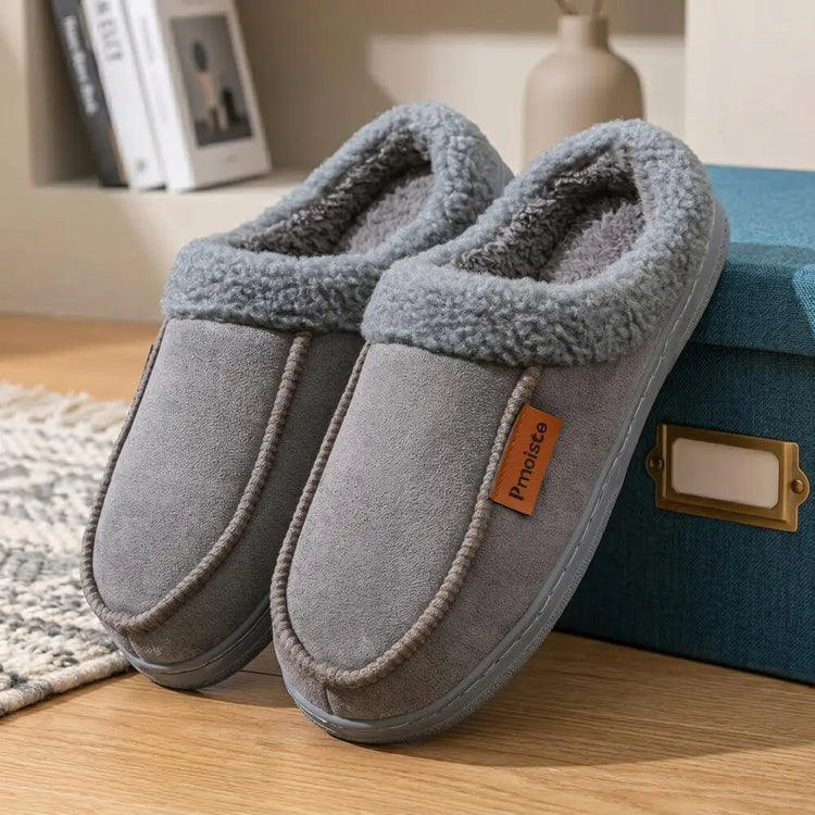 Winter New Men's Imitation Deer Skin Slippers TPR Bottom Warm and Comfortable Indoor Slippers Suitable for Home Wear anti Slip