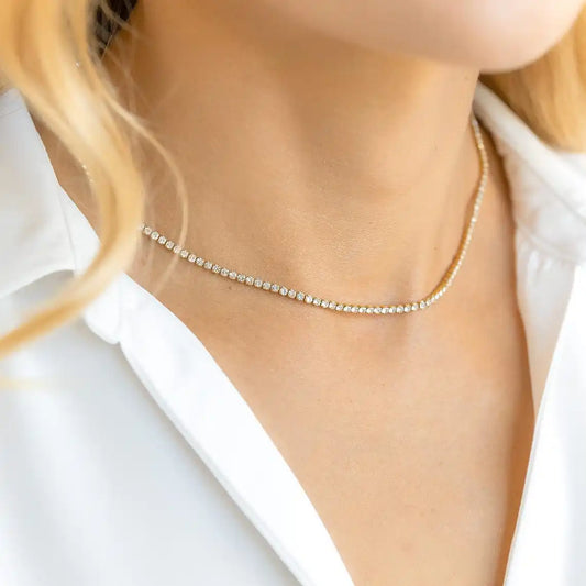 Collana girocollo sexy con zirconi cubici di lusso Collana con catena da tennis ghiacciata per donna Accessori per collo corto hiphop in cristallo Gioielli da sposa