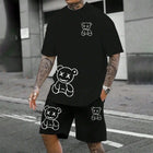2024 Fun Bear Harajuku T-shirt da uomo estiva allentata quotidiana coppia vestito da strada all'aperto pantaloncini a maniche corte due pezzi abito estivo da uomo platinumshop