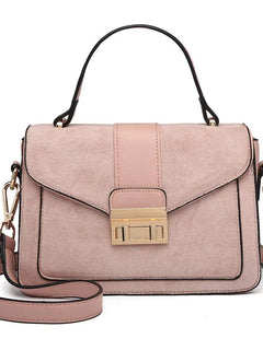 Miss Lulu WOMEN'S shoulder bag Medium Faux Leather & Suede Vintage Flap Crossbody Bag Oval Metal Ornate