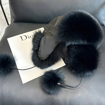 2026 100% Real Fox Fur Hats Women's Russian Ushanka Aviator Trapper Snow Skiing Hat Caps Earflap Winter Raccoon Fur Outerwear Ha