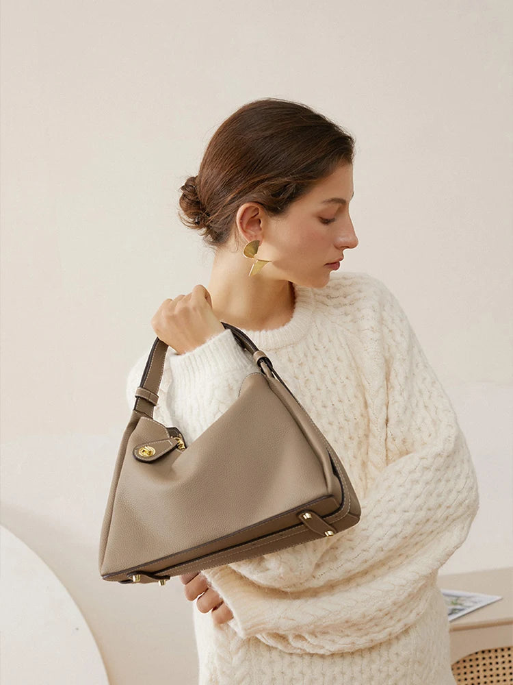 Zency 2024 New Retro Stitching Color Fashion borsa da donna in vera pelle borsa a tracolla borsa a tracolla Cross Body Top Handl