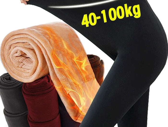 Sexy Women Thermal Leggings Winter Warm Elastic Translucent Pantyhose Female Fleece Thermal High Waist Slim Thicken Tight Pants PlatiNum