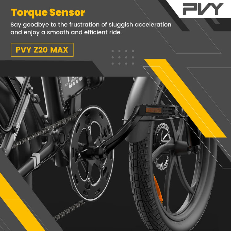 Bicicletta Elettrica Pieghevole PVY Z20 MAX con Sensore di Coppia, Doppia Batteria per Pendolarismo Urbano, E-bike a Pedalata Assistita con Autonomia di 25.6Ah