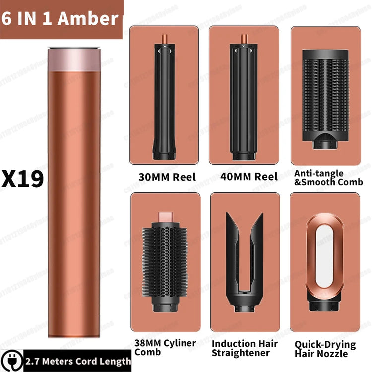 Hot Air Dryer Brush Multil Hair Styler Hair Dryer 30/40mm Auto Curling Barrels and Hair Strightenting Nozzle Hot Air Brush Wrap