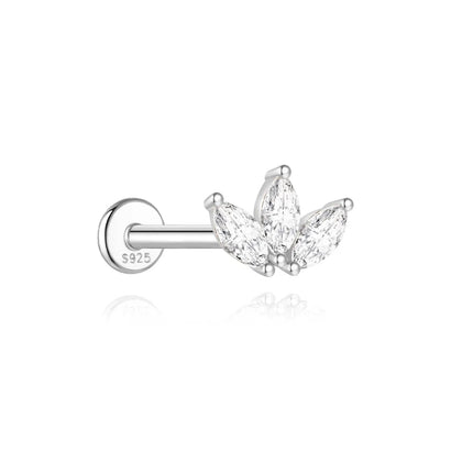 BOAKO 925 Sterling Silver Moissanite 2/3/4mm Round  For Woman 1 Piece geometric Piercing Earrings Party Wedding Fine Jewelry PlatiNum