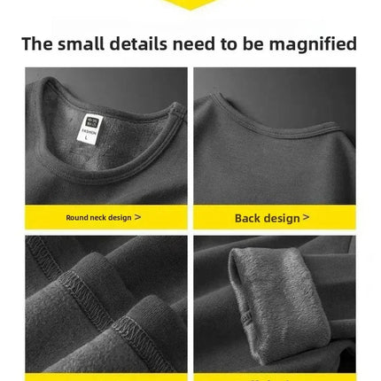 Thickened Fleece Men's T-shirt round Neck Base Shirt Autumn Clothes Winter Long Sleeve Breathable Casual Wear Chinese Origin PlatiNum