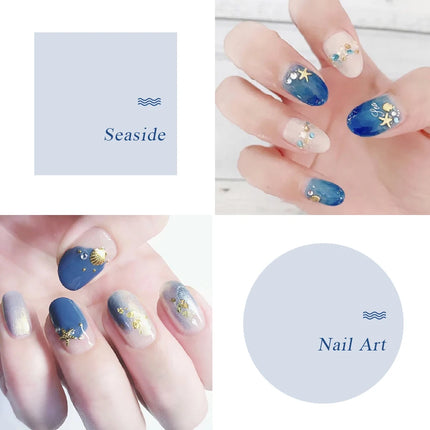 12 Grids Gold Nail Art Alloy Studs Seaside 3D Decorations Sea Shell Star Nail Charm Metal Frame Rivets Nail Sequin Accessories