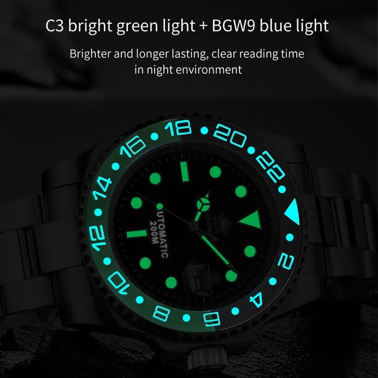 ADDIESDIVE Men's Watch NH35 Automatic Luxury Sapphire Crystal 200m Waterproof Luminous Date Stainless Watches Relogios Masculino