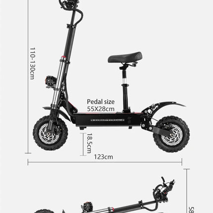 Boyueda S3-11 scooter elettrico 2*3000W doppio motore 60V38A batteria scooter elettrico fuoristrada urbano scooter elettrico da 11 pollici platinumshop