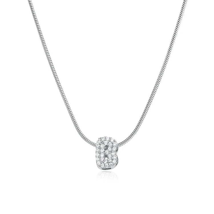 Fashion Tiny CZ Zircon Initial Alphabet Pendant Neckalce Gold Plated Stainless Steel A-Z Letter Necklaces Birthday Gifts Jewelry PlatiNum