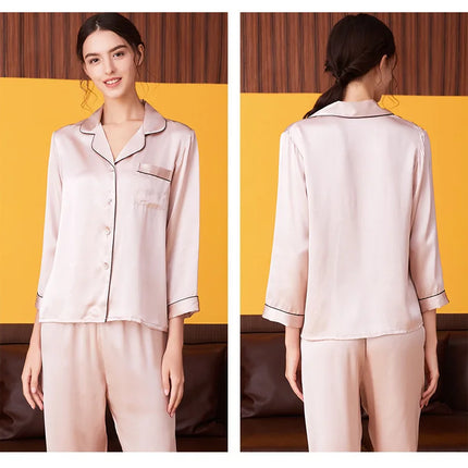 Pigiama di seta di gelso 100% donna estate inverno primavera a maniche lunghe in due pezzi coppia servizio a domicilio pigiama di seta per signora
