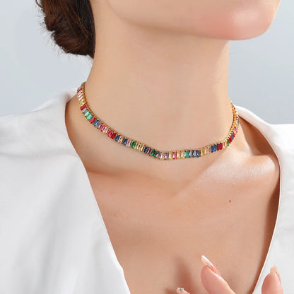 Collana girocollo di lusso con zirconi multipli per donna ragazza splendidi gioielli da sposa per feste in cristallo scintillante CZ