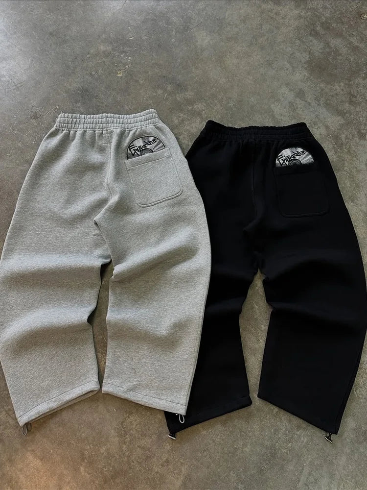 2026 Trendy High Street Retro Casual Streetwear Men's Sports Suit Y2K Harajuku Embroidered Hoodie men Hip-hop Loose Sweatpants PlatiNum